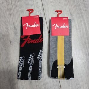 Fender Men's Black and Gray Guitar Socks